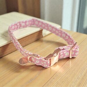 🗽Floral Pink Dog Collar with Rose Gold Buckle Medium/Large